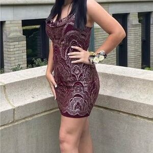 Jump Burgundy and White Mini Dress